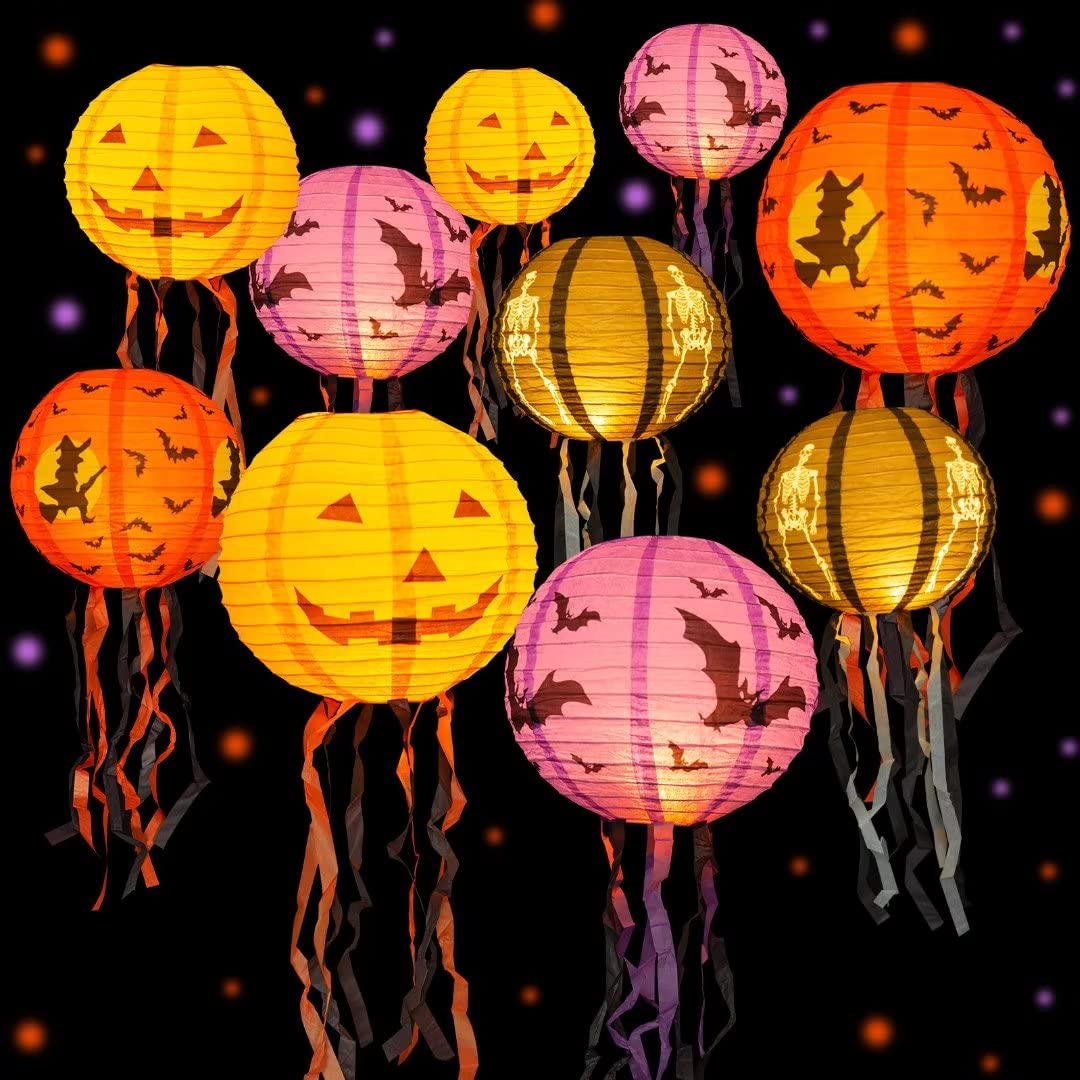 Mua Halloween Decorations Paper Lanterns with LED Light, 10 inch ...