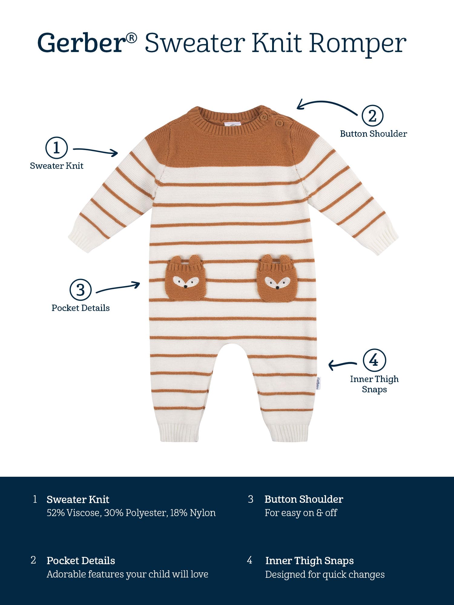 Gerber baby-boys Sweater Knit Romper Jumpsuit