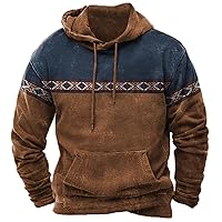 Men's Western Aztec Tribal Hoodie Ethnic Printed Graphic Sweatshirt Winter Fashion Casual Pullover Tops with Pockets