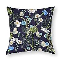 Decorative Throw Pillow Covers for Couch Botanical Garden Butterflies Floral Smooth Soft Comfortable Polyester Pillowcase Cushion Cover with Hidden Zipper for Wedding Couch Sofa Bedroom，17
