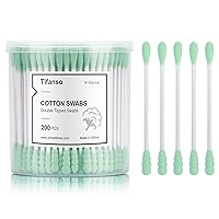 Cotton Swabs, tifanso 200 Count Natural Double Tipped Cotton Bubs, Cruelty-Free Cotton Swabs, Chlorine-Free Hypoallergenic (Green)