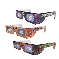 3 Halloween Glasses - Bat, Pumpkin & Skull Hologram Lenses in Paper Frames Holographic 3D Glasses