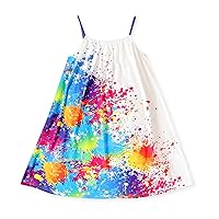 PATPAT Girl Summer Cami Dress Sleeveless Tank Floral Casual Spaghetti Strap Cool Beach Sundress