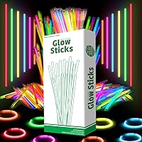 204 PCS 11 Inch Glow Sticks Bulk, Glow in The Dark Party Supplies & Eye Glasses kit, Bracelets Necklaces, Balls Flowers and more Connectors Accessories, Glow Party Decorations Favors Pack