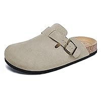 Women's Suede Clogs Adjustable Buckle Slip on Footbed Home Clog Slippers