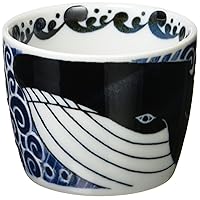 Minorutouki mino ware White Wave Whale Small Cups Set of 2, φ3.35×H2.64in 6.29oz Made in Japan