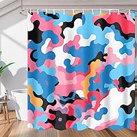 Camouflage Shower Curtain for Bathroom Decor, Colorful Camouflage Skin 72x72in Bath Curtains, Waterproof Bathroom Curtains with Hooks for Bathtubs