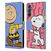 Head Case Designs Officially Licensed Peanuts Snoopy & Charlie Halfs and Laughs Leather Book Wallet Case Cover Compatible with Samsung Galaxy A15