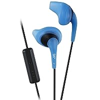 JVC Blue and Black Nozzel Secure Comfort Fit Sweat Proof Gumy Sport Earbuds with long colored cord Remote and Mic HA-ENR15A