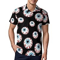 Eyeball Pattern Men Polo Shirt Short Sleeve Golf Polo Shirt Athletic Casual T Shirts