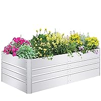 SnugNiture Galvanized Raised Garden Bed 8x4x2FT Outdoor Large Metal Planter Box Steel Kit for Planting Vegetables, Flowers