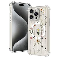 OOK Magnetic for iPhone 15 Pro Case Flower Design Clear Floral Phone Case [Compatible with Magsafe] Hard PC Back Protective Cover for iPhone 15 Pro Phone Case, Colorful Floral(6.1