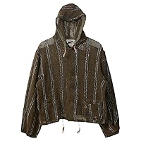 Kapital, Pre-Loved Men's Knit Button-Up Hoodie Army Fatigue