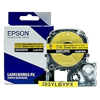 Epson LABELWORKS 203YLBYPX Tape Cartridge - Black on Yellow Shrink Tube Industrial Label Maker Tape - AWG 16-22, 1/8