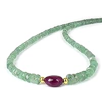 AAA Quality Natural Emerald With Ruby Rondelle Faceted Semi previous Gemstone Necklace May Birthstone Jewelry Wedding Choker Mothers Day Gift (45 CM)