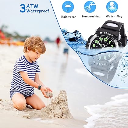 Juboos Kids Analog Watch, Kids Waterproof Quartz Watch for 5-18 Years Old Boys Girls Time Teaching Sports Outdoor Kids Watches, Holiday, Birthday, Back to School Gifts