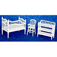 Dollhouse Miniature 1:12 Scale 3 Pc White Baby Room Set #T5545