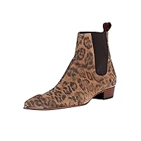 Men's Leopard Print Chelsea Boots, Brown