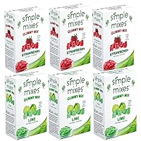 Simple Mixes Natural Gummy Mix Bundle, Strawberry & Lime 3 Pack each flavor, Fun Snacks, Make Infused Gummies