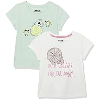 Amazon Essentials Disney | Marvel | Star Wars | Frozen |Princess Girls and Toddlers' Short-Sleeve T-Shirts, Pack of 2