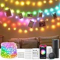 33ft Smart Fairy Lights for Bedroom Wall Work with Alexa, Google Home & Siri, 66 LED Indoor String Lights Voice, APP and Remote Control, RGB, Music Sync for Christmas