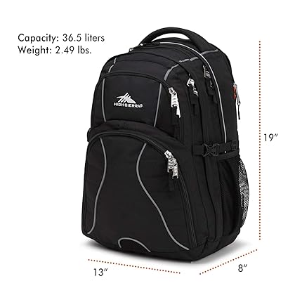 High Sierra Swerve Laptop Backpack, Black, One Size