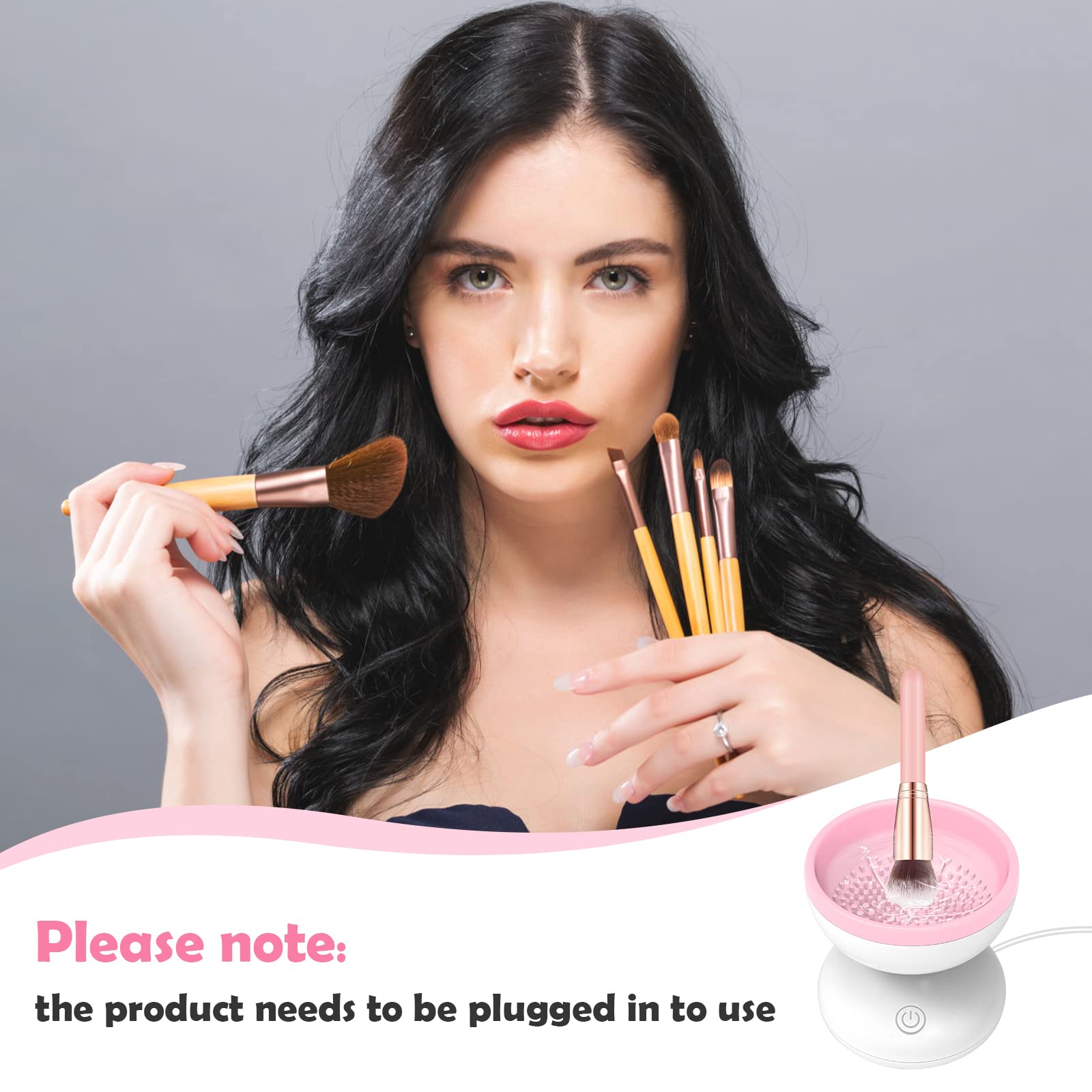 Electric Makeup Brush Cleaner Newest Design, Luxiv Wash Makeup Brush Cleaner Machine Fit for All Size Brushes Automatic Spinner Machine, Painting Brush Cleaner