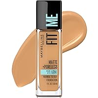 Fit Me Matte + Poreless Liquid Oil-Free Foundation Makeup, Golden Caramel, 1 Count (Packaging May Vary)