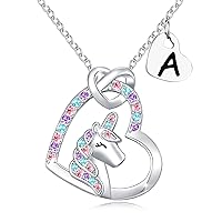 Silver Unicorn Letter Initial Necklaces for Girls Birthday Christmas Valentines Day Gifts