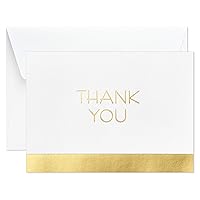 Hallmark Thank You Cards, Gold and White Bulk (40 Thank You Notes with Envelopes for Graduation, Business, Weddings, All Occasion)