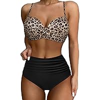 SUUKSESS Women Twist High Waisted Bikini Sexy Push Up Two Piece Swimsuits