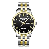 Men's Quartz Fashion Luminous Calendar Wrist Watch with Analog Display and Stainless Steel Band