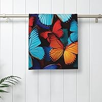 Collage of Many Colorful Butterflies Hand Towel Highly Absorbent Microfiber Bath Towels 12 X 27.5 Inch Super Soft Face Towel Gym Towels for Body Bathroom Hotel Bar Sport Yoga Spa