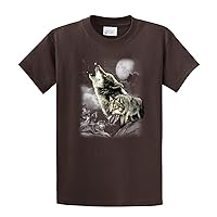 Wolf Short Sleeve T-Shirt Wolves in The Wild Howling-Brown-XXXL