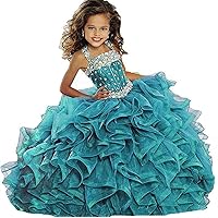 Wenli Little Girls Tiered Glitz Pageant Dress Lace-up Back Ball Gowns