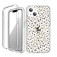 for iPhone 14 and iPhone 13 Case Clear 6.1 Inch with Pattern Design, Protective Slim TPU Cover + Shockproof Bumper for Women and Girls (Black Polka Dots)