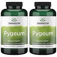 Swanson Pygeum - 120 Capsules, 400 mg Each - Herbal Supplement for Male Prostate Health, Bladder, and Urinary Tract Support (2 Pack)