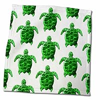 3dRose Pattern of Endangered Green sea Turtle Digital Artwork on White. - Towels (twl-379504-3)
