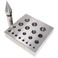 Round Bezel Block and Punch Set 17 Degrees 5-20 MM Collet Plate Jewelry Repair Making Stamping Metal Forming Tapering Tapered Work Surface Tool