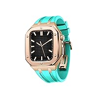 Switch Smart Watch Case for Apple Watch Band Mod Kit 45mm 44mm, Rubber Strap (Color : Rose Lake Blue, Size : 44MM for 6/5/4/SE)