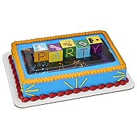 DecoSet® Throwback Party Cake Topper, 5 Piece Retro Party Cake Decoration, 1980's Icon Blocks For Birthday Cake