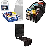 Lusso Gear Kids Tray Table Cover - Airplanes, Car Seat Organizer - Black, and Baby Car Seat Protector - Black