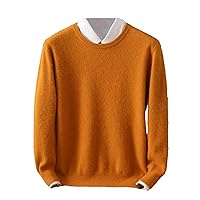 Autumn and Winter Men's Round Neck Solid Color Knitted Pullover Sweater Casual Business Cashmere Sweater