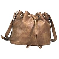 large Leatherette Drawstring Concealed & Carry Bucket Bag CCW Crossbody