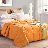 L LOVSOUL Down Alternative Queen Comforter Duvet Insert,All Season Duvet Insert with Corner Tabs,Orange Comforter Queen Size 90x90Inches