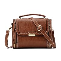 EVEOUT Crossbody Bag for Women Small Leather Shoulder Bags with handle Vintage Square Handbag Fashion Messenger Bag