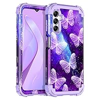 Casetego Compatible with Galaxy A14 5G Case,Three Layer Heavy Duty Sturdy Shockproof Full Body Rugged Hard PC+Soft TPU Bumper Protective Case for Samsung Galaxy A14 5G,Butterfly