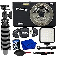 Ultimaxx Essential Point & Shoot Digital Camera Bundle - Includes: Ultra-Bright LED Light Kit with Bracket, Mini “Gripster” Tripod, Ultra-Bright LED Light Kit with Bracket & More (10pc Bundle)