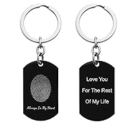 Stainless Steel Personalized Oval Fingerprint Photo Engraved Custom Dog Tag Key Chain/Ball Chain Necklace 24