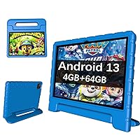 Kids Tablet 10 inch Android 13, 4GB RAM+64GB ROM 8000mAh Toddler Tablet for Children Teen, 2.4G & 5G WiFi, Dual Camera, 10.1'' IPS HD Screen Family Link Parent Control, 2-Year Warranty